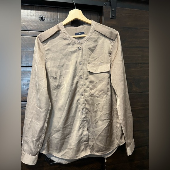 Gap Tan Button Down Blouse - Picture 1 of 7